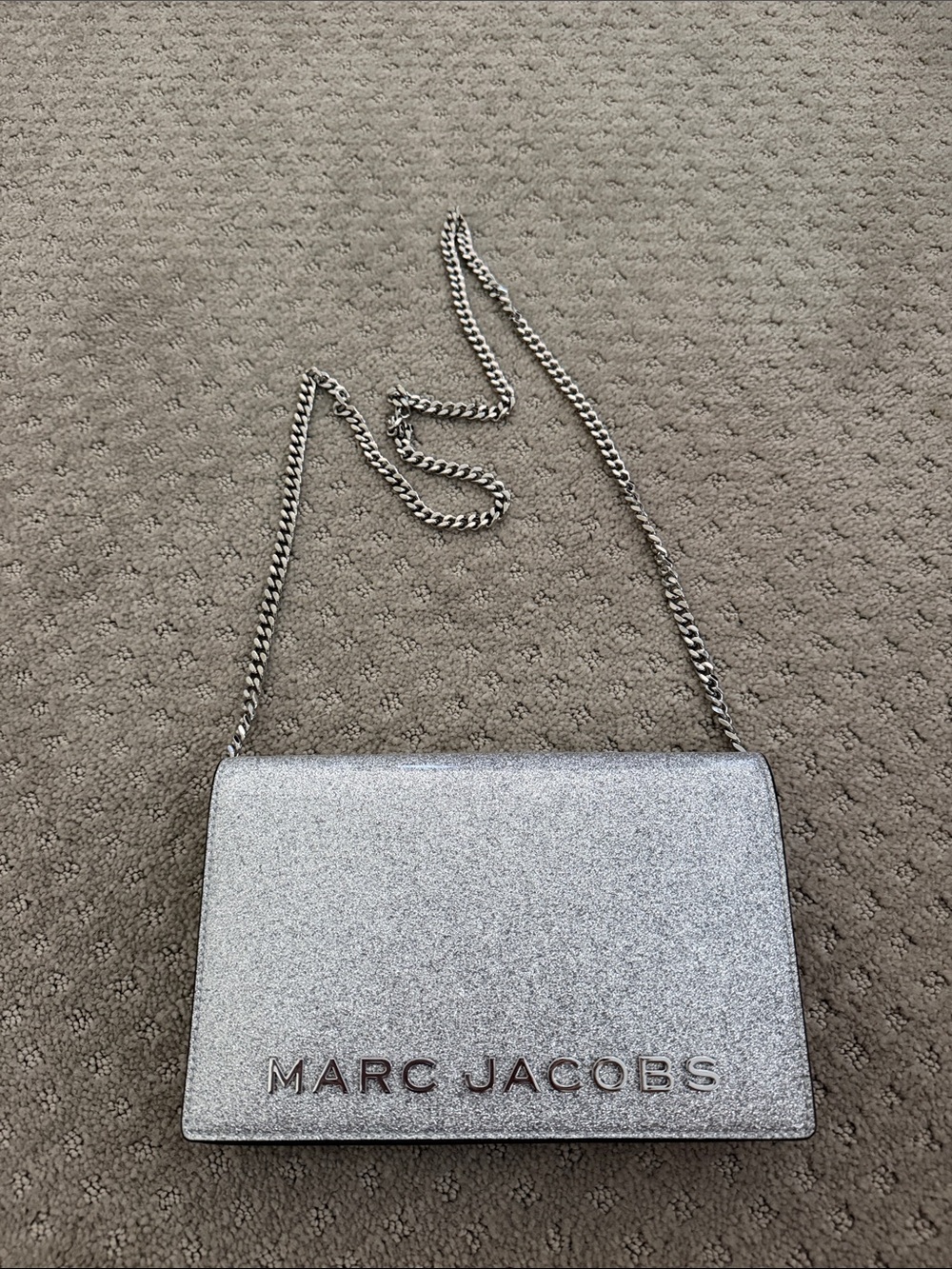 Marc Jacobs Silver Glitter Chain Crossbody Bag